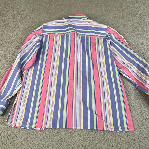 Lot of 2 Foxcroft Blouse Womens 6P Pink Blue Purple Striped Wrinkle Free Shirt - Picture 5 of 16